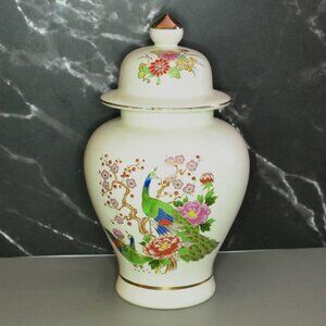 Vintage Porcelain Ginger Jar Japan Peacocks Flowering Tree Home Decor